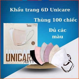   Freeship  Thùng 100 chiếc khẩu trang 6D UNI CARE PROMASK 3 lớp Kháng Khuẩn phiên bản Cao Cấp Hàng Chính Hãng 