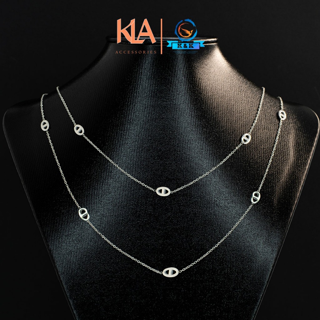 Dây Chuyền Nữ Kla|K&K Kla24 Hình Mũi Heo Xếp Tầng