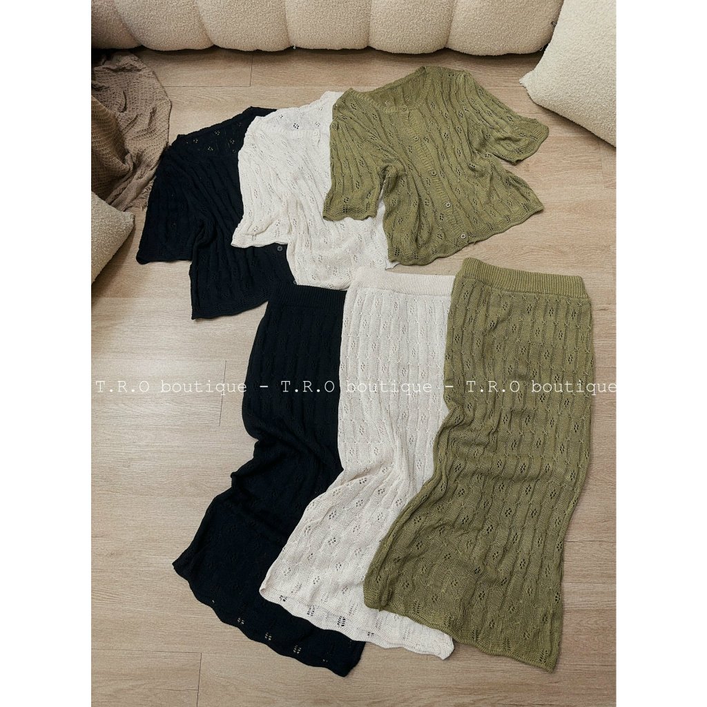 Set áo len mix chân váy chất đẹp hàng QCL1