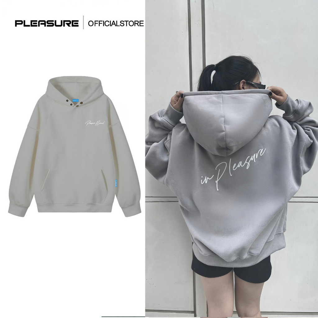 Áo hoodie PLEASURE Signature form rộng mũ 2 lớp tay phồng chất nỉ bông 100% cotton premium PL02