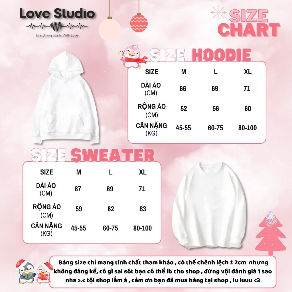 Áo Hoodie Nỉ Cotton dày in hình trái tim Áo đôi áo cặp nam nữ Full Box