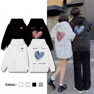 Áo Hoodie Nỉ Cotton dày in hình trái tim Áo đôi áo cặp nam nữ Full Box