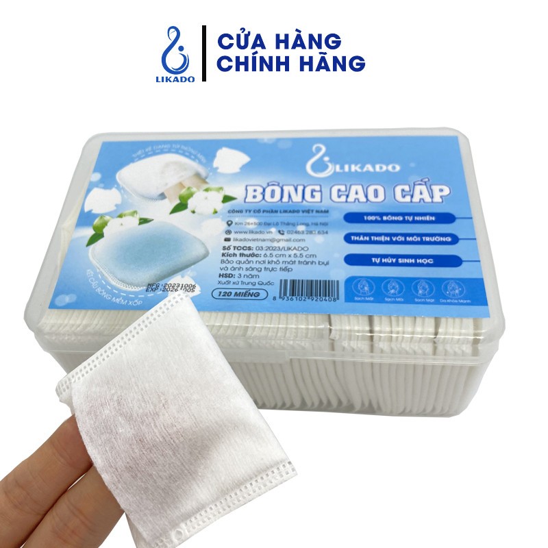 [Mã ICBFRI15 giảm 15K đơn 99K] Bông tẩy trang Likado kích thước 5.5*6.5cm HỘP 120 MIẾNG