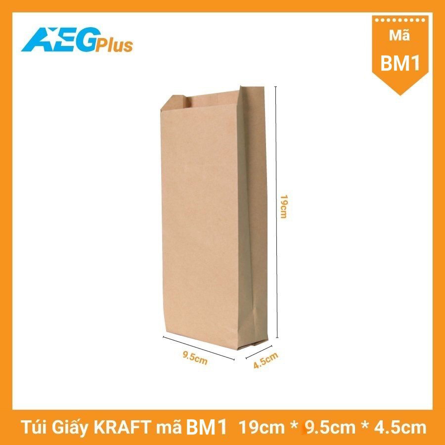 Túi giấy bánh mỳ trơn mã BM1 (100 túi)