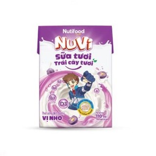 Thùng 48 hộp 110ml sữa tươi trái cây tươi Nuvi hương nho/hương cam