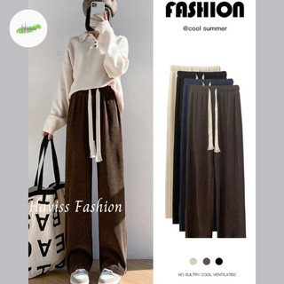 Quần suông ống rộng Haviss dáng suông ulzzang  chất nhung tăm dày dặn kèm dây thun cá tính cạp lưng cao tôn dáng