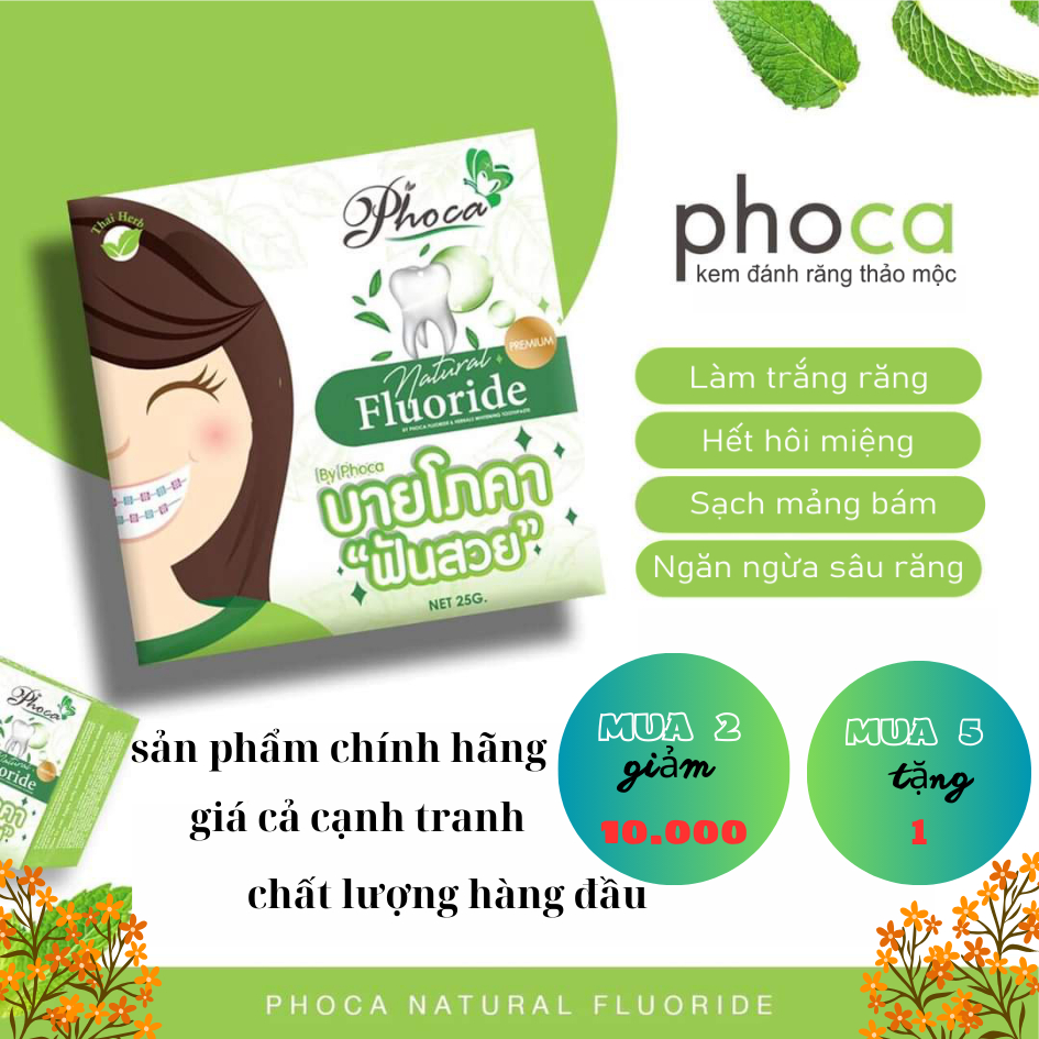 Kem đánh răng PHOCA Thái Lan, trắng răng, giảm ê buốt, hết hôi miệng,thơm mát