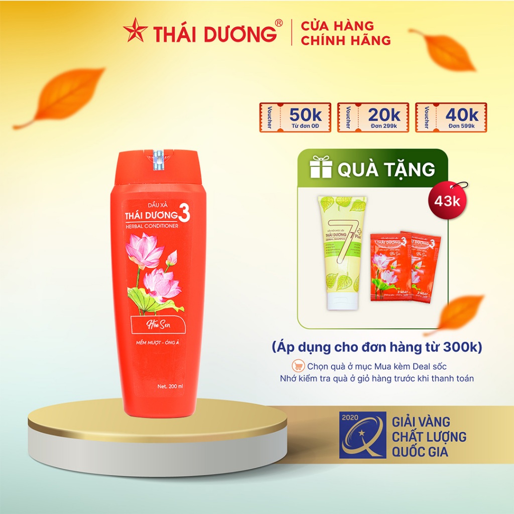 Dầu gội Thái Dương 3 Hoa sen 500ml Tặng Dầu xả Thái Dương 3 hoa sen 200ml