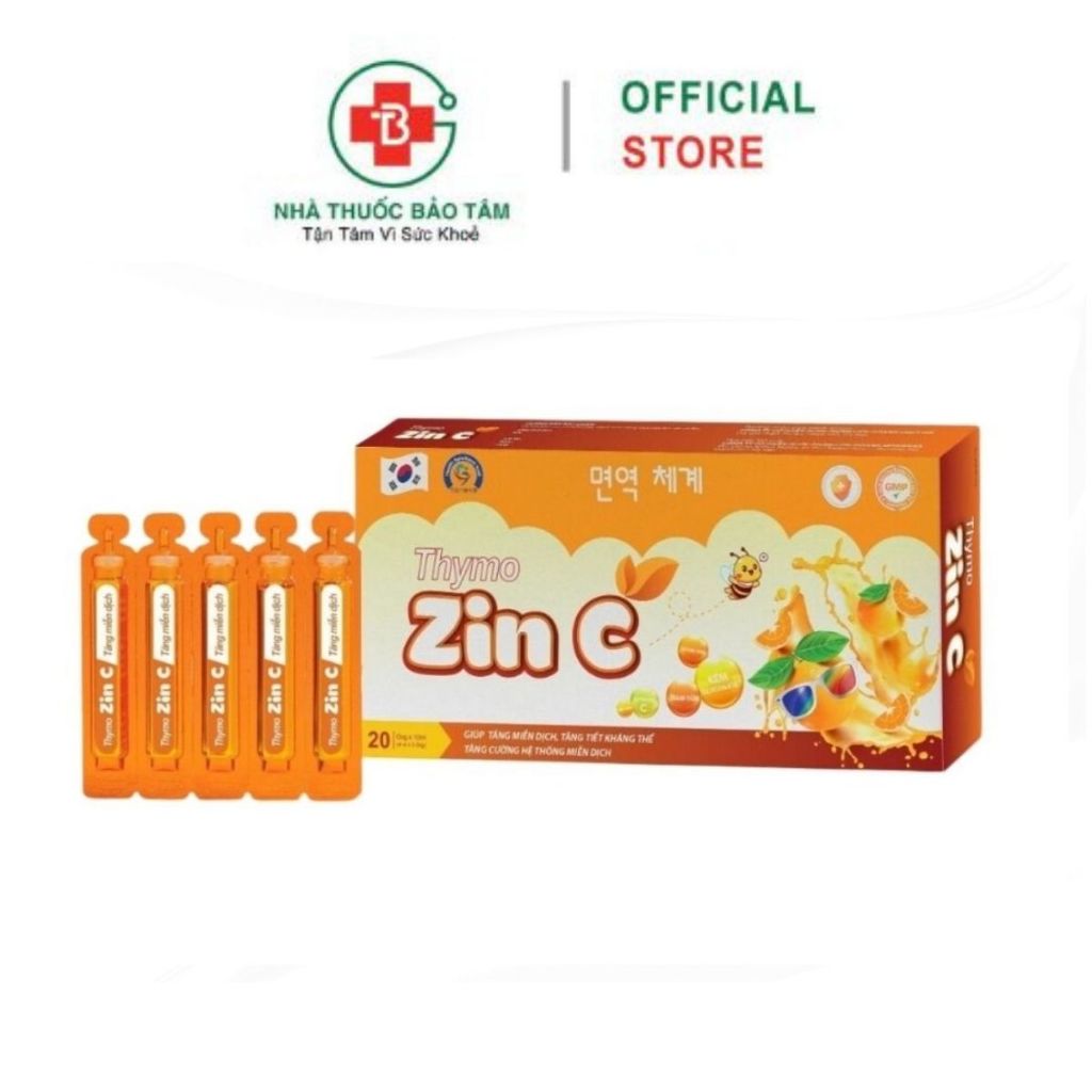 Siro kẽm ống cho trẻ từ 2 tuổi Thymo Zinc Kẽm Gluconat + Vitamin C +