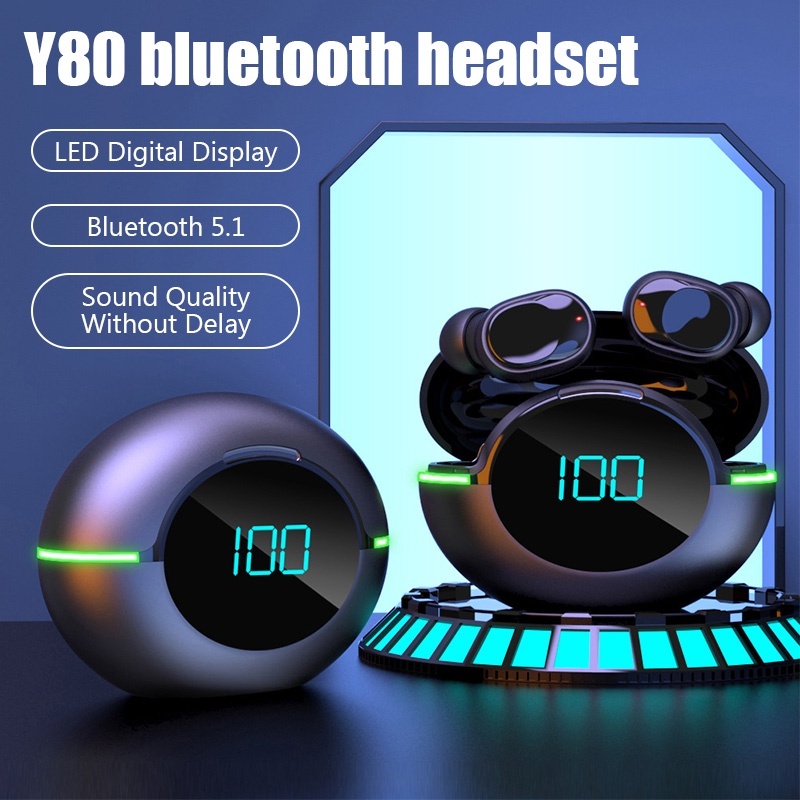 Y80 tws tai nghe tai nghe không dây 5.1 Tai nghe di động trong tai nghe bluetooth không thấm nước với tai nghe tai