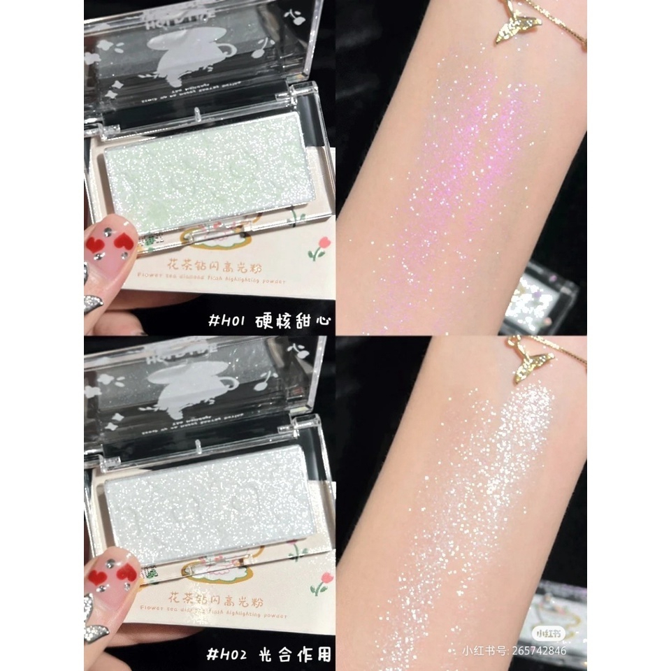 Phấn Bắt Sáng HOLD LIVE Flower Tea Diamond Flash phấn nhũ hiệu ứng lấp lánh và highlight HL585