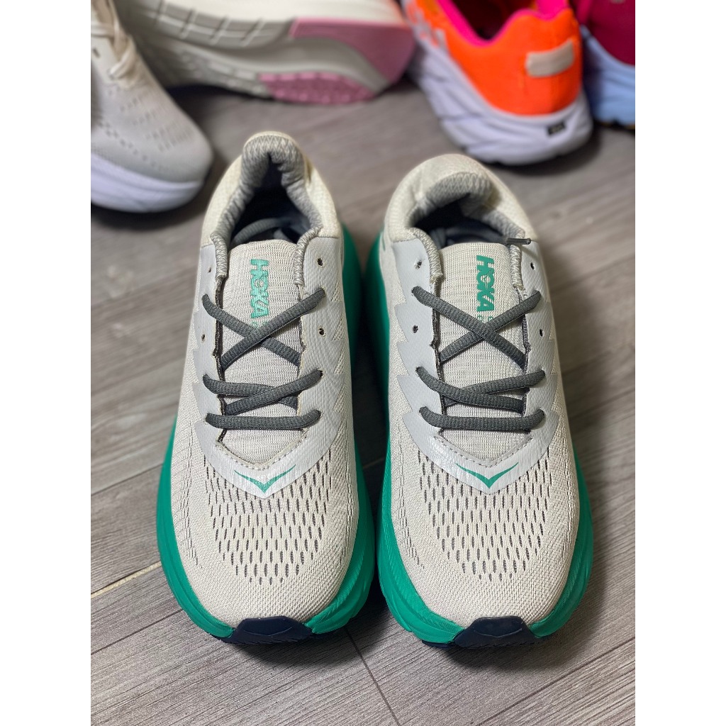 GIÀY CHẬY BỘ HOKA trắng xanh- running shoes đậm  Giay Tập Gym