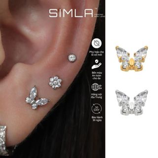 Top khuyên tai hình bướm đá trắng Simla bằng Titanium cấy ghép (Chiếc) - Simla Body Jewelry