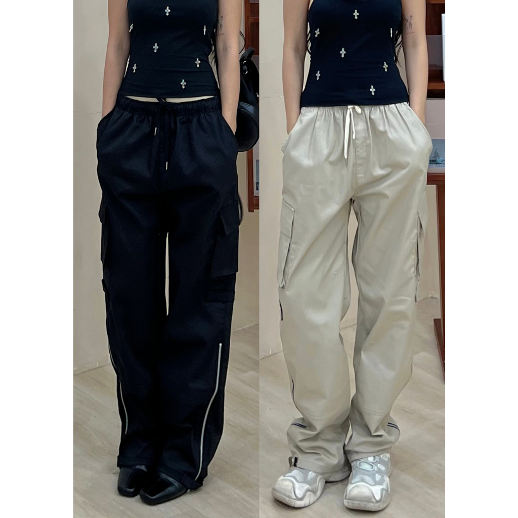 Quần kaki túi hộp phối khoá unisex mặc đôi nam nữ - 247store.vn - Quankakituihop785