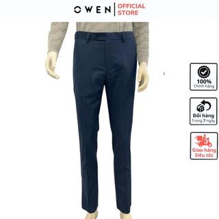 Quần âu tây nam công sở cao cấp OWEN QST231858 dáng slim fit ống ôm màu xanh cổ vịt vải polyester mềm mát