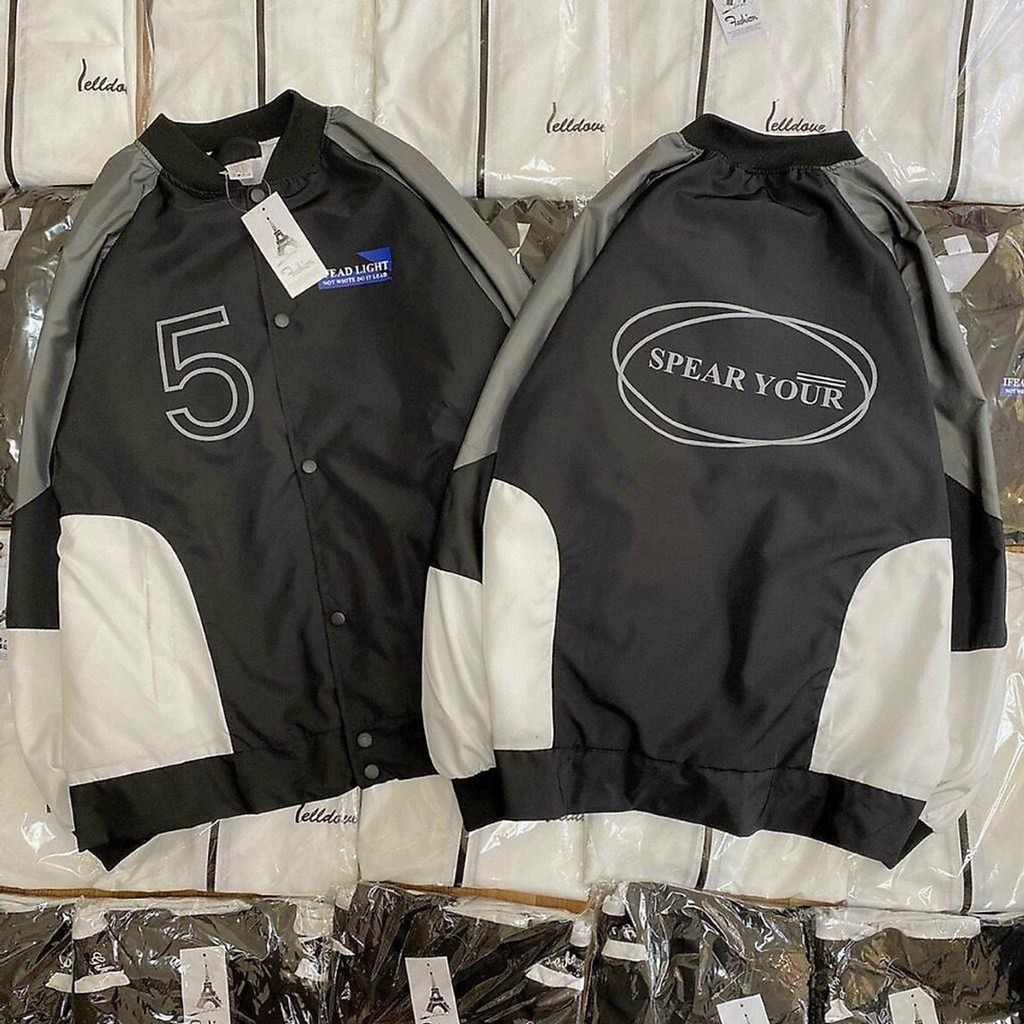 Áo Khoác Gió PHỐI MÀU SPEAR YOU Nam Nữ Vải Dù 2 Lớp Chống Nắng Cản Gió Form Rộng Unisex Màu Đen