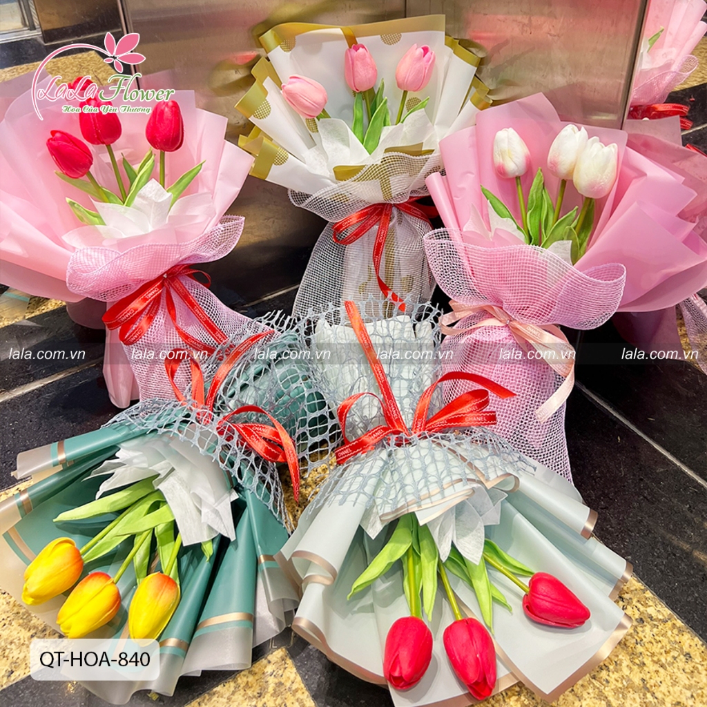 Bó Hoa TuLip Cao su quà tặng mẹ 8 3, hoa tặng bạn gái ngọt ngào, quà tặng sinh nhật người yêu