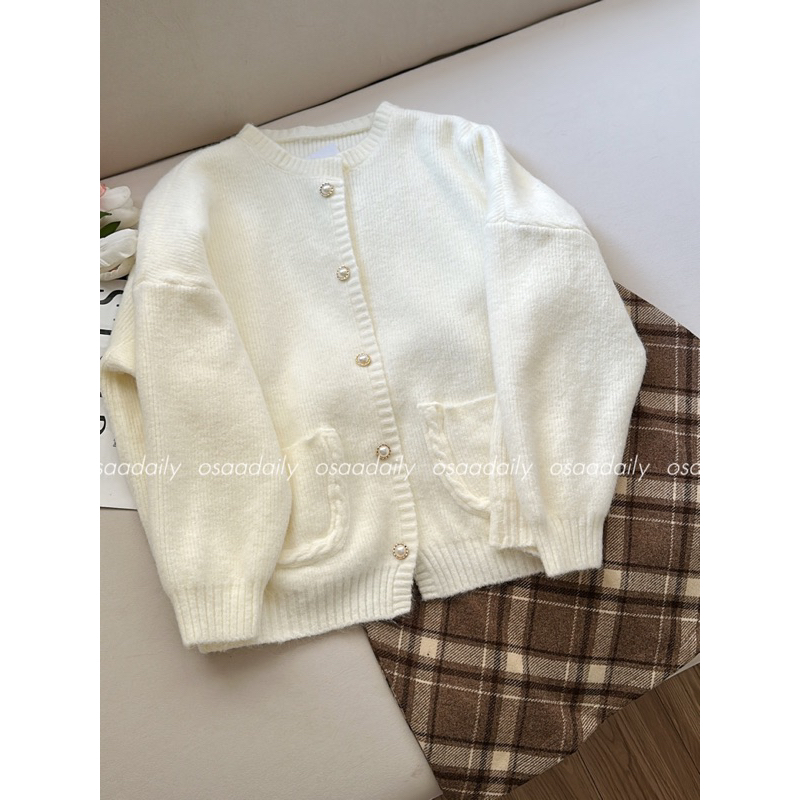 Áo Khoác Len Cardigan Nữ Cúc Ngọc Ulzzang Hàn Quốc - OSAA DAILY