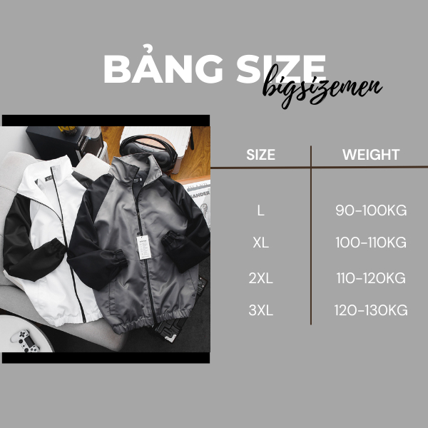 - Áo Khoác Dù Nam Cổ Lọ Phối Nam Form Bigsizemen 80kg - 130kg