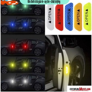 Bộ tem decal 4 miếng open dán cánh cửa xe cảnh báo va chạm - miếng dán open phản quang ở cánh cửa ô tô