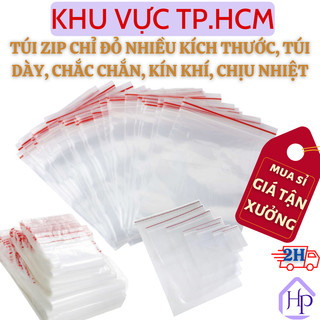 Túi Zip đựng đồ, thực phẩm - Túi nhựa chỉ đỏ nhiều size dày đẹp - Túi Zipper