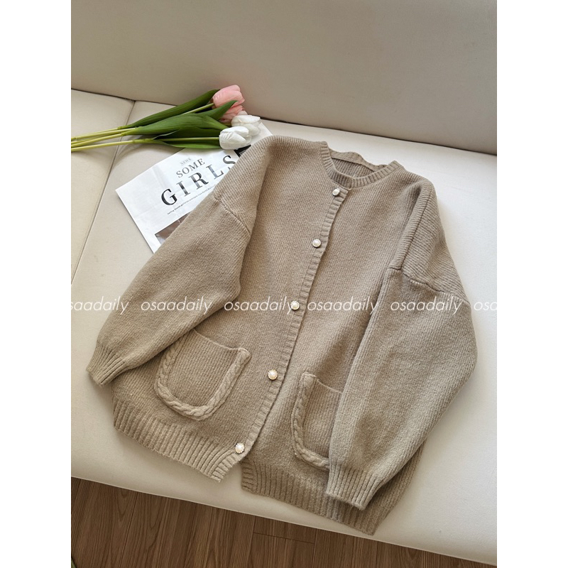 Áo Khoác Len Cardigan Nữ Cúc Ngọc Ulzzang Hàn Quốc - OSAA DAILY