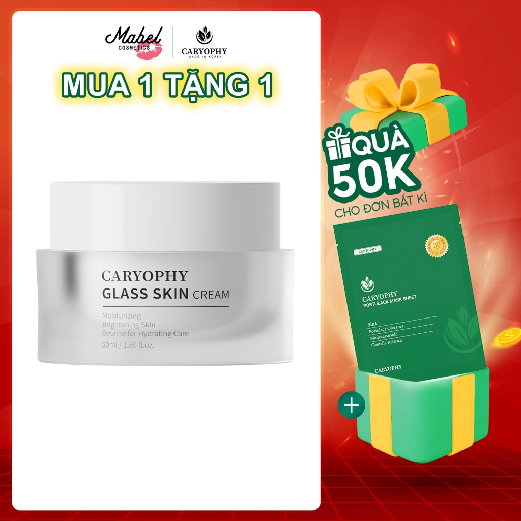 Kem dưỡng ẩm trắng da Caryophy Glass Skin Cream 50ml