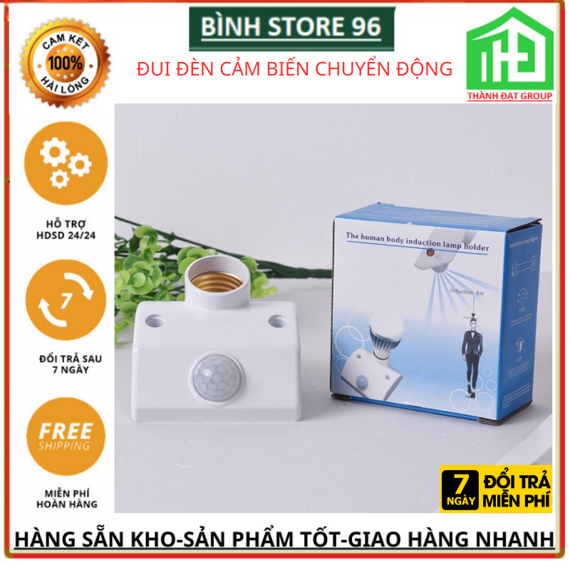 Đui đèn cảm biến chuyển động hồng ngoại cảm ứng cơ thể con người chất liệu PC cao cấp thích hợp với mọi loại đèn đuôiE27
