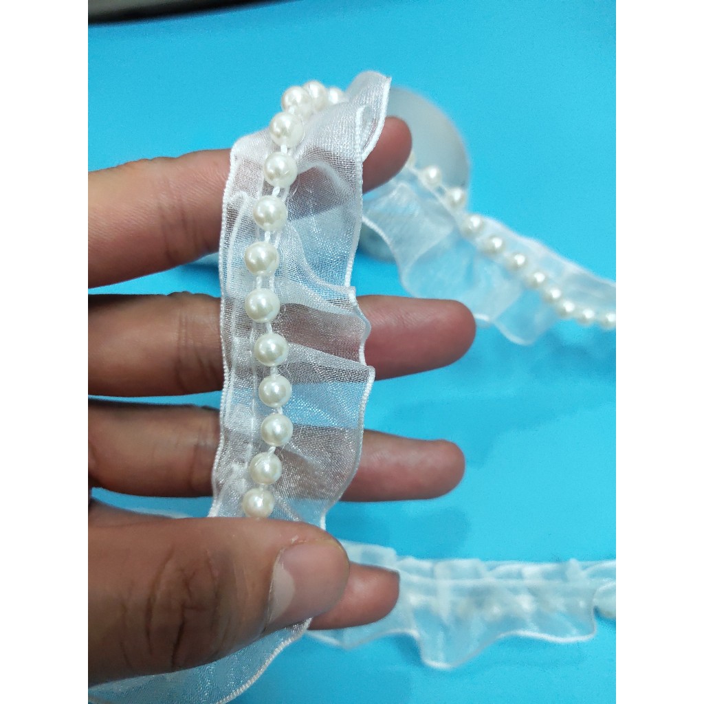 1 MÉT REN VIỀN VOAN XẾP LI KHÔNG GIÃN NHỰA NGỌC TRAI