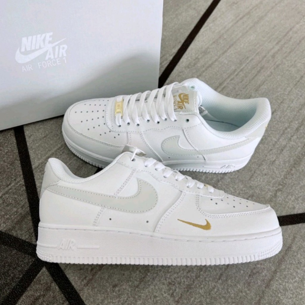 Giày AF1 Xám Vàng, Giày Nike_AF1 Xám Thêu Vàng Classic Full Size Nam Nữ HotTrend