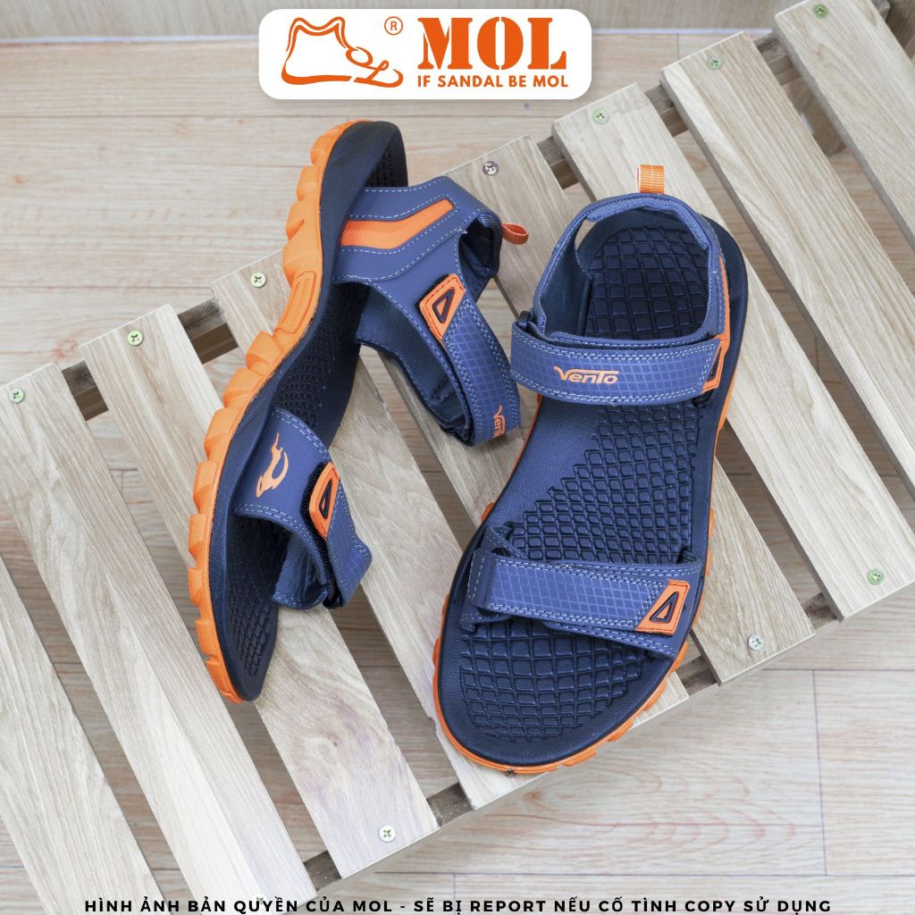 Giày sandal nam Vento 2 quai ngang NV8601BO màu xám phối cam