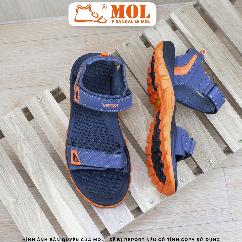 Giày sandal nam Vento 2 quai ngang NV8601BO màu xám phối cam