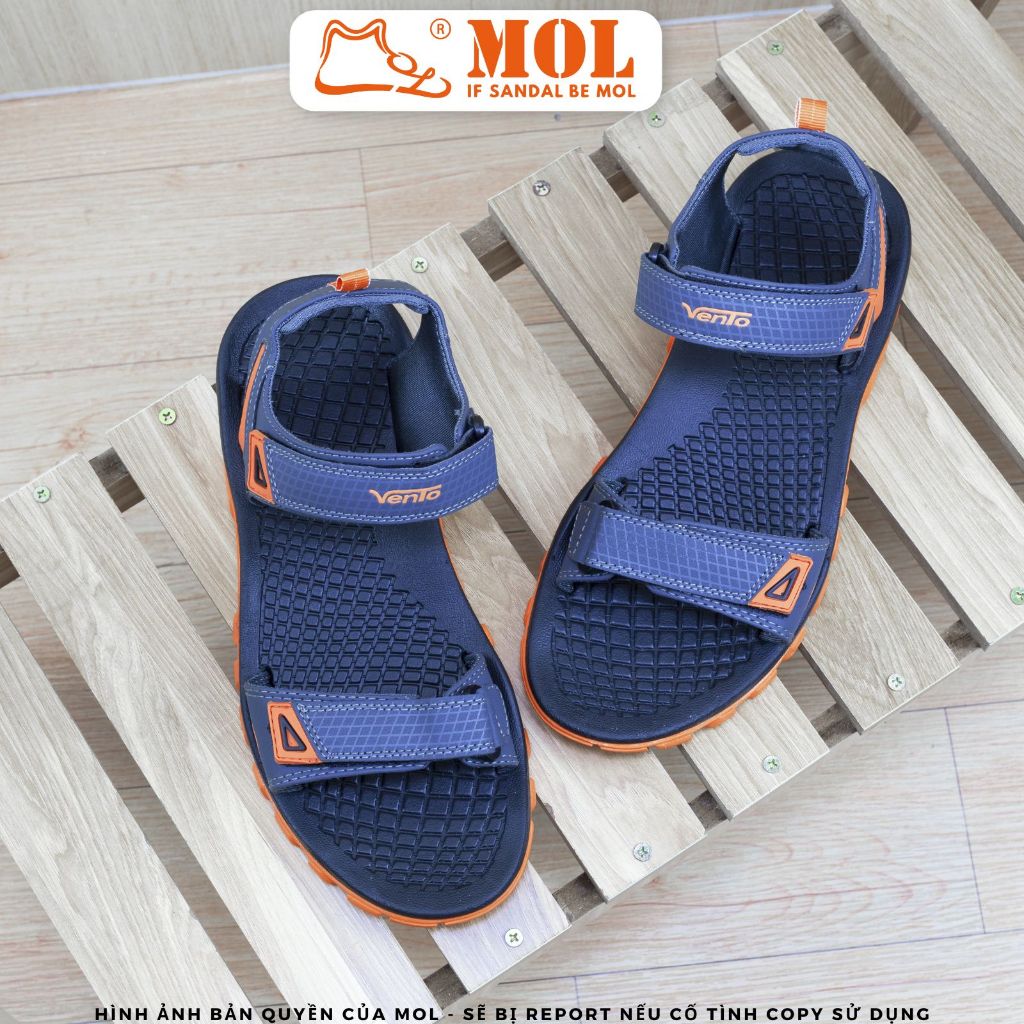 Giày sandal nam Vento 2 quai ngang NV8601BO màu xám phối cam