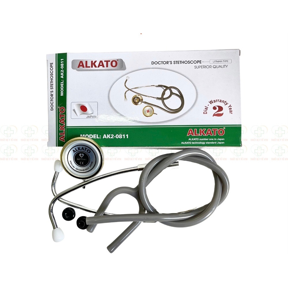 Bộ máy đo huyết áp cơ ALkato bằng quả bóp và đai quấn bắp tay, và Ống nghe Alkato - Nhập khẩu từ Nhật Bản