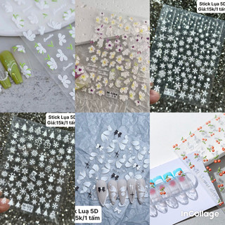 Stick hoa lụa các mẫu đẹp làm nail stick hoa cúc hoa trà 5D