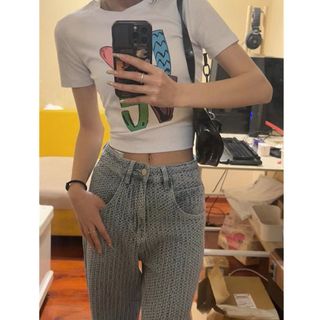 Quần jean ống rộng nữ lưng cao cá tính hàn quốc quần bò ống rộng cạp cao nữ phong cách retro