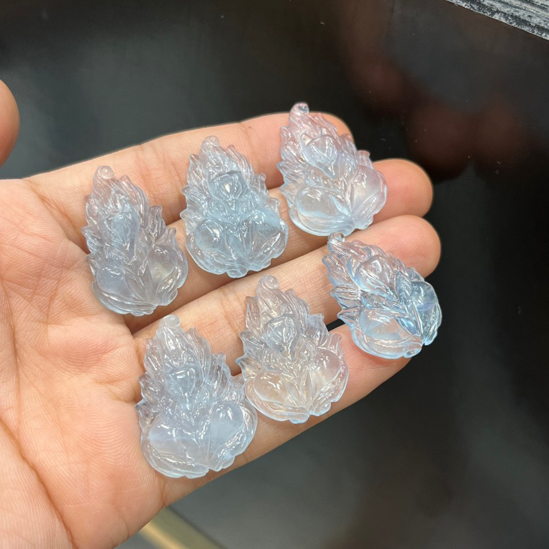 Mặt dây chuyền hồ ly chúa aquamarine