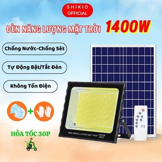 Đèn năng lượng mặt trời 1400w shikio siêu sáng pha led ngoài trời chống nước