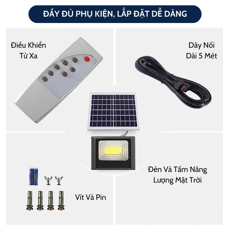 Đèn Năng Lượng Mặt Trời 1200W Shikio IP67 Chống Nước Tiết Kiêm Điện Dùng Ngoài Trời