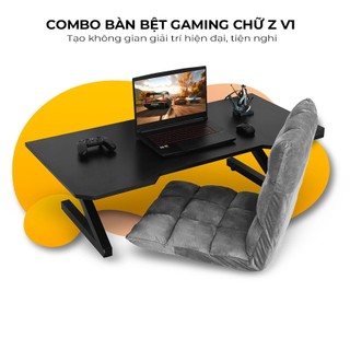 Combo Bàn bệt Chữ Z 120x60Cm Fufutech Và Ghế Ngồi Bệt Xếp Gọn Tatami, Dùng Để Pc Chơi Game, Học Tập