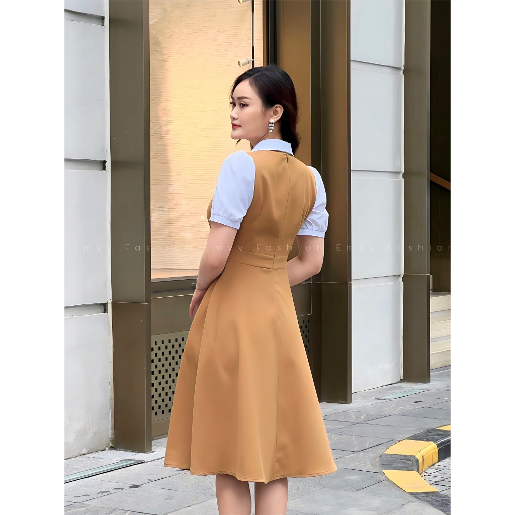 Váy nữ công sở phối áo sơ mi sang trọng tiện lợi, áo liên váy Emvy fashion K80