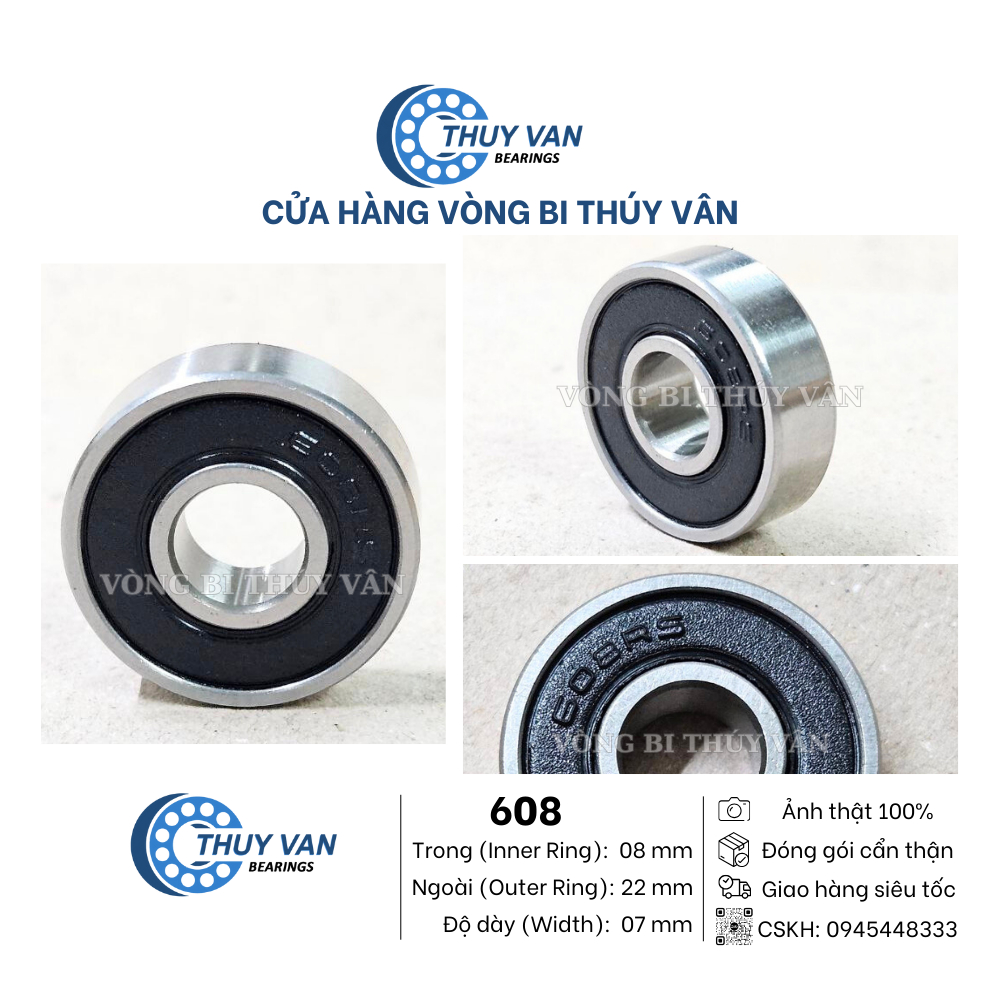 Vòng bi bạc đạn cầu, hạt tròn, 608 nắp kim loại ZZ, nắp cao su 2RS giá rẻ