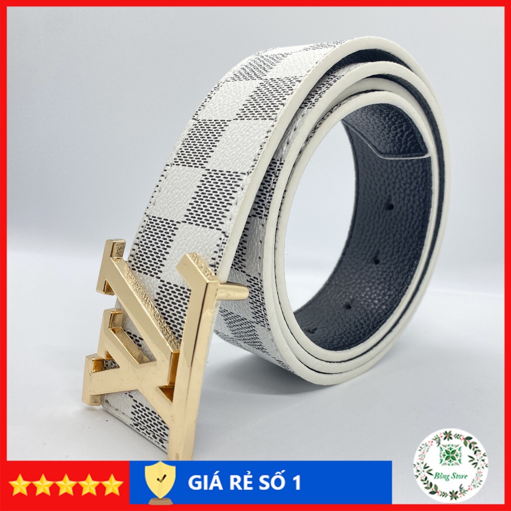 Thắt lưng nam LV, dây lưng nam Caro đủ màu, đầu khóa chữ nhỏ TLLVB01