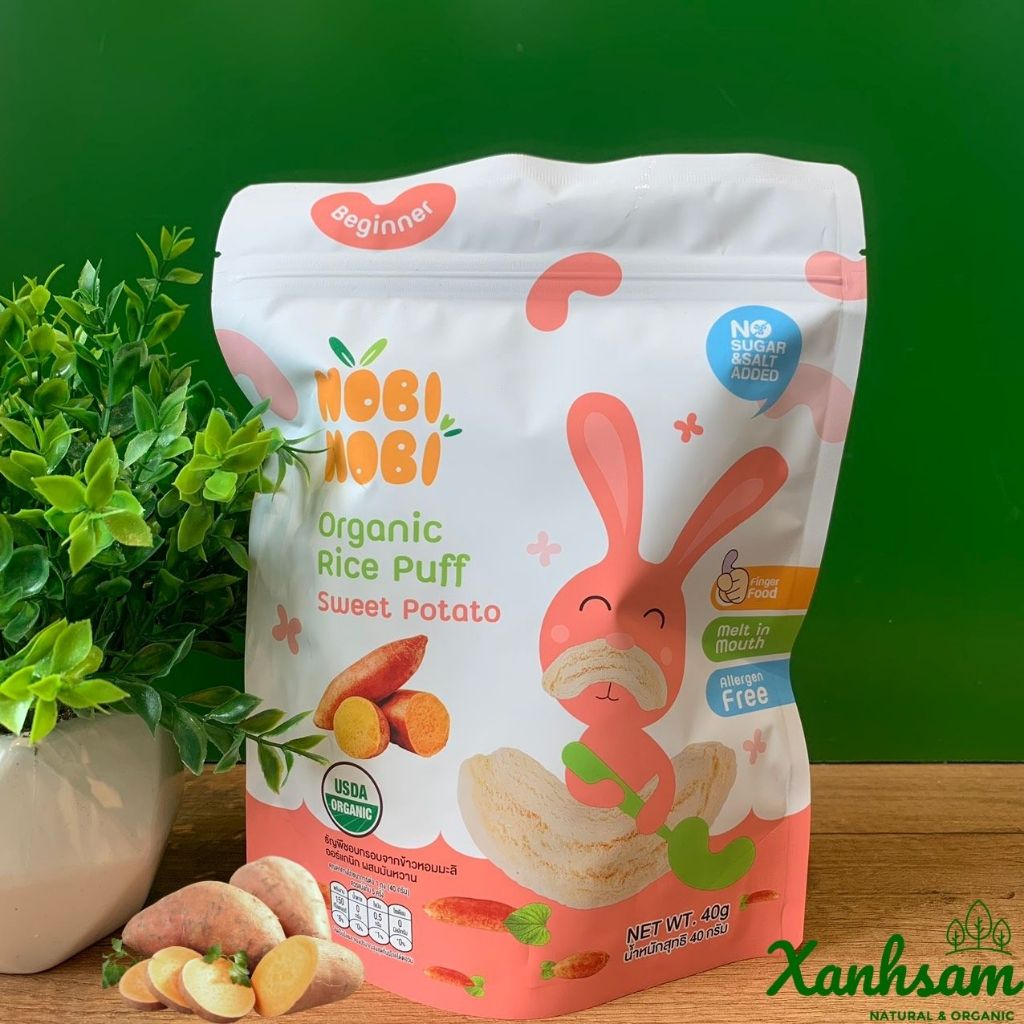 BÁNH GẠO ĂN DẶM HỮU CƠ Nobi Nobi 40g  -XanhSam Organic