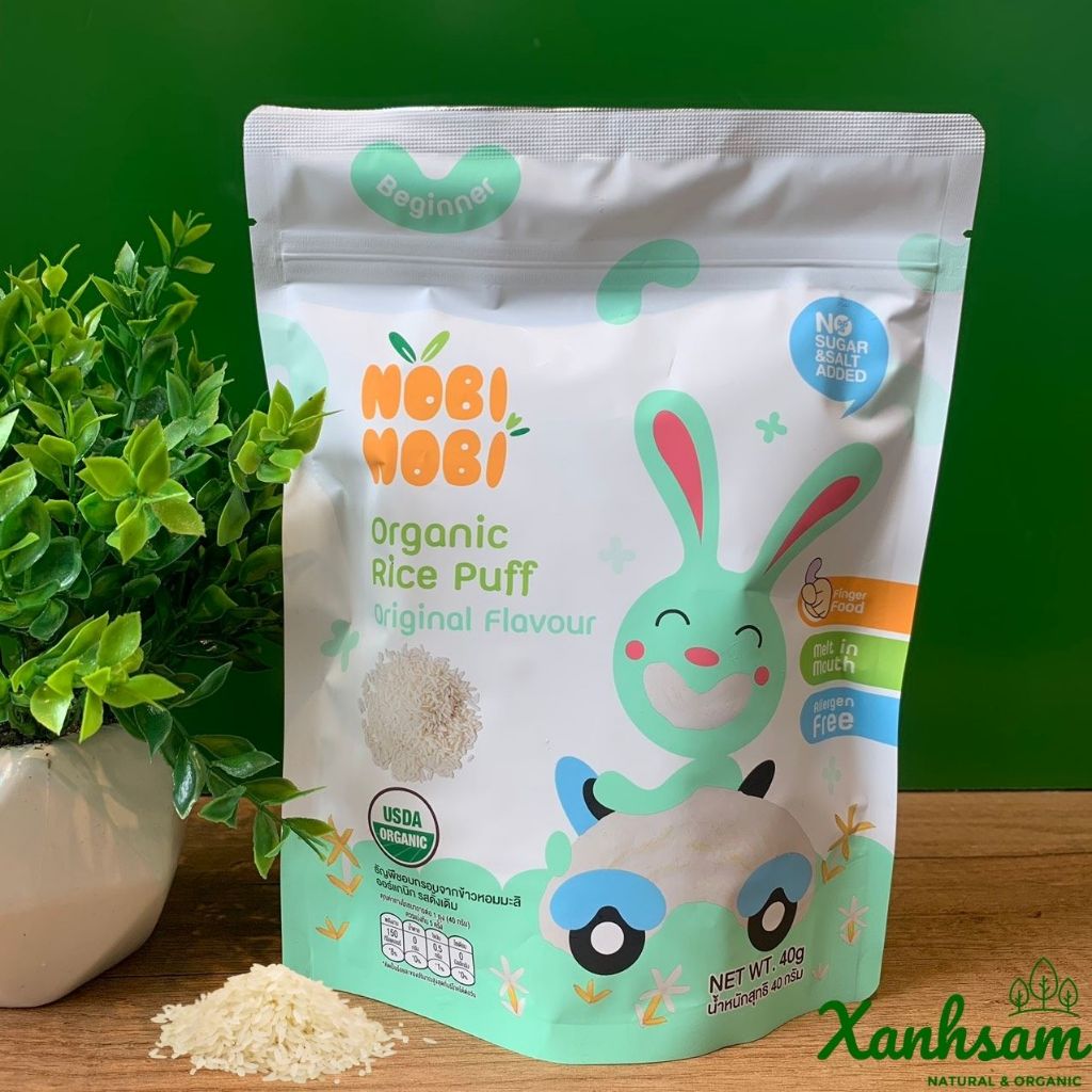 BÁNH GẠO ĂN DẶM HỮU CƠ Nobi Nobi 40g  -XanhSam Organic