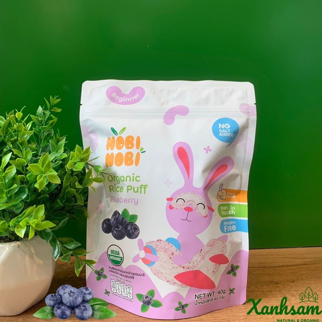 BÁNH GẠO ĂN DẶM HỮU CƠ Nobi Nobi 40g  -XanhSam Organic