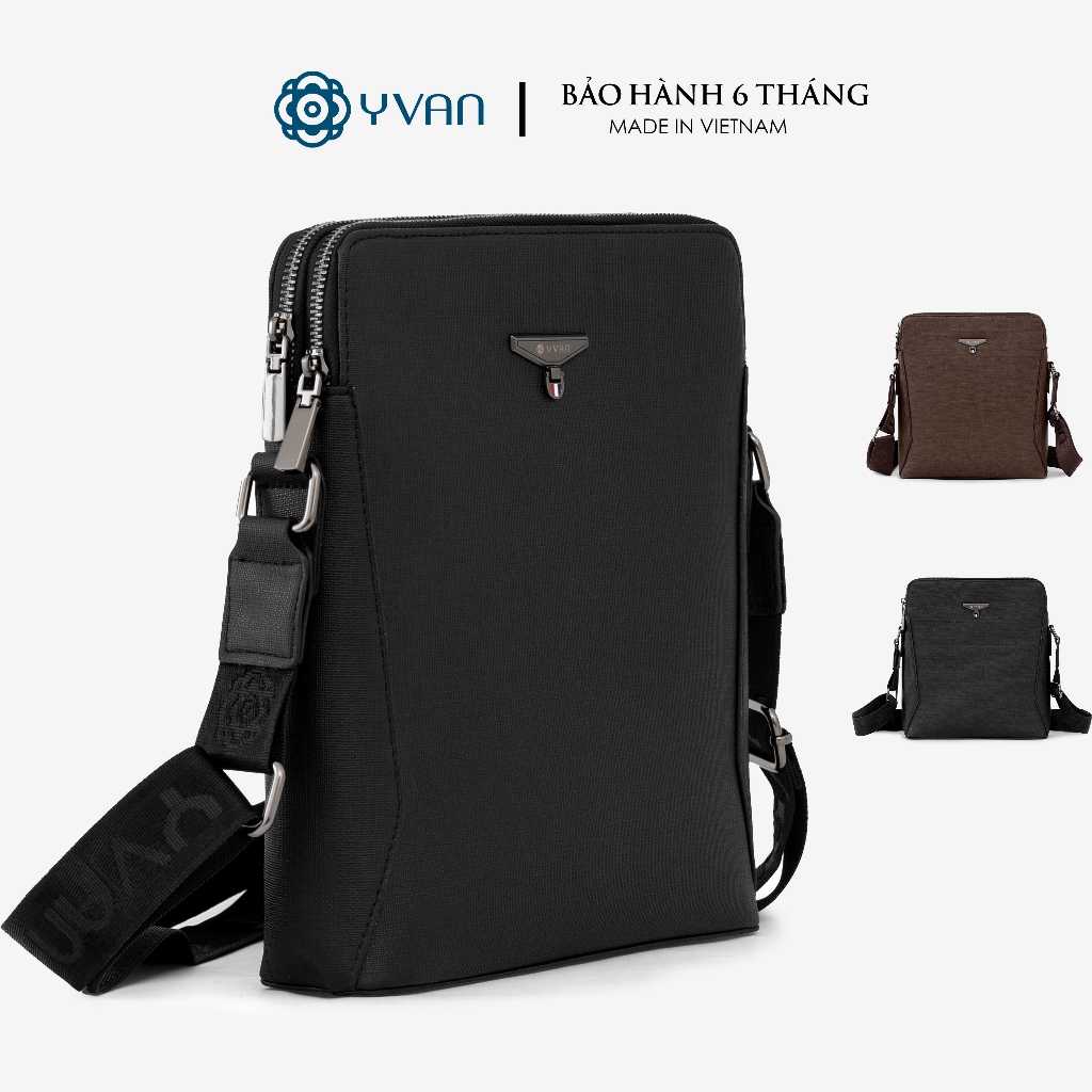 Túi đeo chéo nam da cao cấp đựng ipad mini màu trơn da sần chống trầy xước chính hãng YVan 2072-1