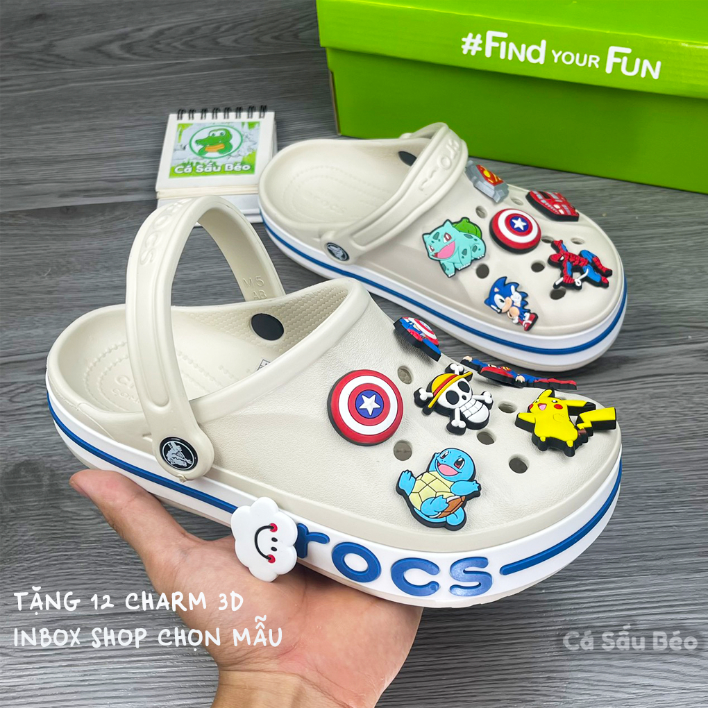 Dép Sục Cross baya Nam Nữ màu Kem Hàng loại 1, tặng kèm 12 stickers