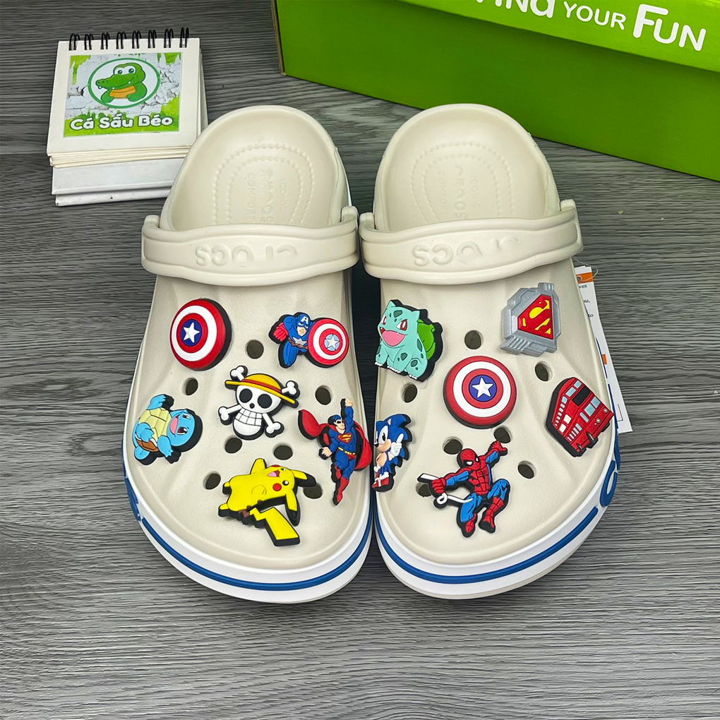 Dép Sục Cross baya Nam Nữ màu Kem Hàng loại 1, tặng kèm 12 stickers