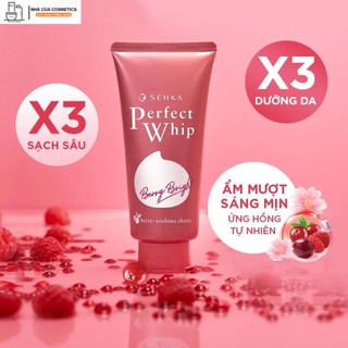 Sữa rửa mặt senka perfect whip berry bright dưỡng da sáng hồng 120g